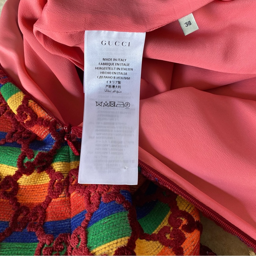 Gucci MultiColor Rainbow Velvet GG Logo Pencil Skirt SS18 Runway Size IT38 US2/4 - Picture 9 of 14